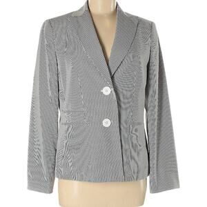 Le Suit Blazer Striped Career Jacket White Black NEW Women's 8 Work Office